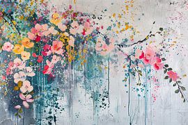 Peinture de fleurs sur Peinture Abstraite