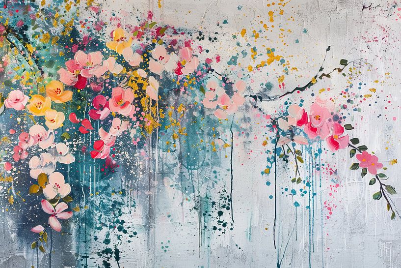 Bloemenschilderij van Abstract Schilderij