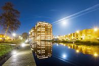 Leiden Roomburg in de nacht met volle maan von Dennis van de Water Miniaturansicht