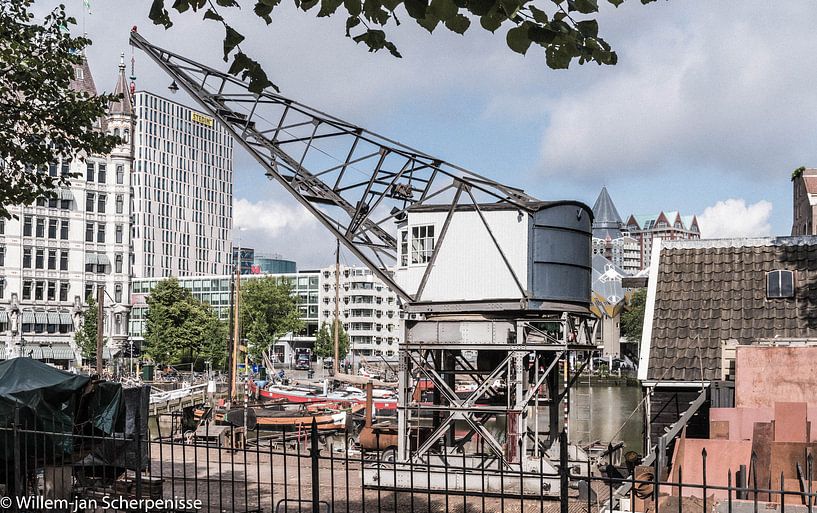 Kraan op terrein Koningspoort, Rotterdam by Willem Scherpenisse