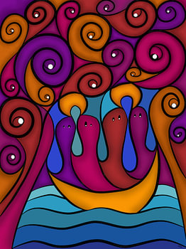 Boat Ride - handmade abstract digital painting