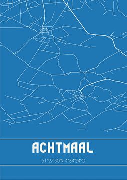 Blauwdruk | Landkaart | Achtmaal (Noord-Brabant) van Rezona