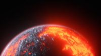 une planète de lave quelque part dans l'univers (rendu 3d)