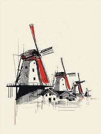 Modern Art Featuring Dutch Windmills by Lauren Wilde