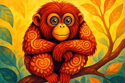 Cheerful monkey on a branch by Imperial Art House