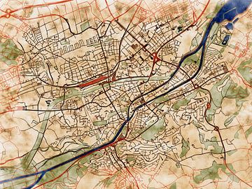 Kaart van Landshut in de stijl 'Serene Summer' van Maporia