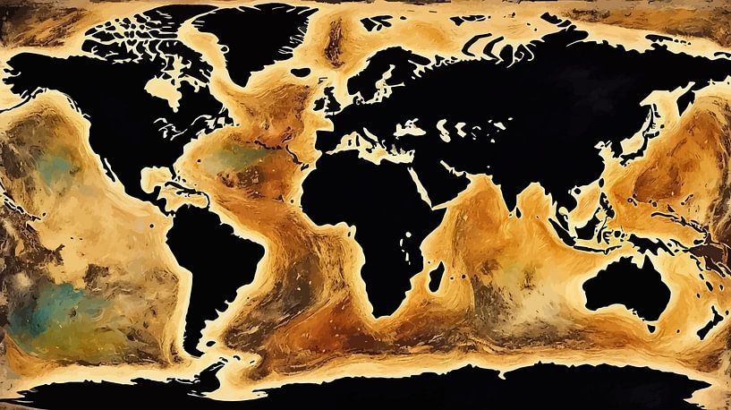 Wereldkaart - Vintage Bruin van MIROKKU