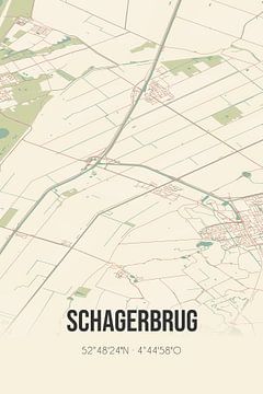 Vintage map of Schagerbrug (North Holland) by Rezona