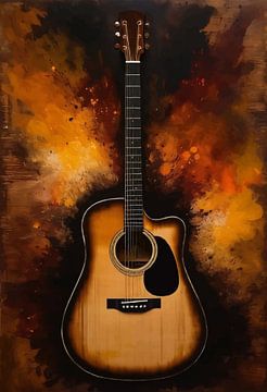 Akoestische gitaar abstracte kunst van MIROKKU