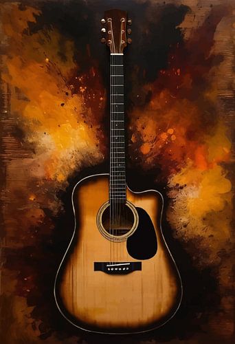 Akoestische gitaar abstracte kunst