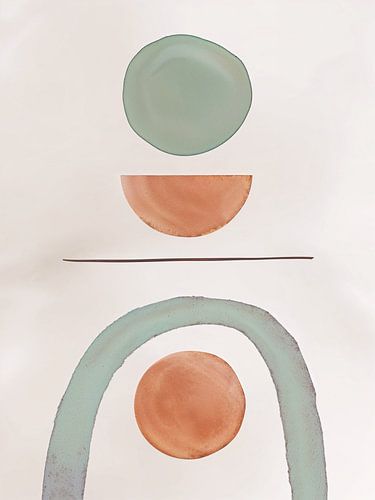 Neutrale Aarde Tinten | Mid-Century Minimalistisch Abstract Modern Kunstwerk 03