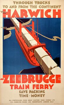 Frank Newbould, Spoorveerboot Harwich Zeebrugge, jaren 30 van Atelier Liesjes