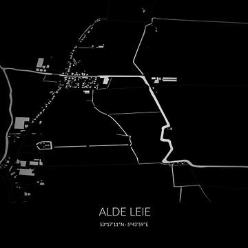 Black-and-white map of Alde Leie, Fryslan. by Rezona