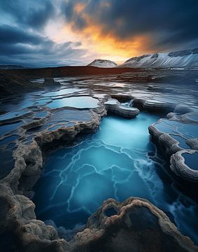 Bassin glaciaire des sources chaudes de Fjöllum en Islande sur Stephanie Lenk - Feldmeth