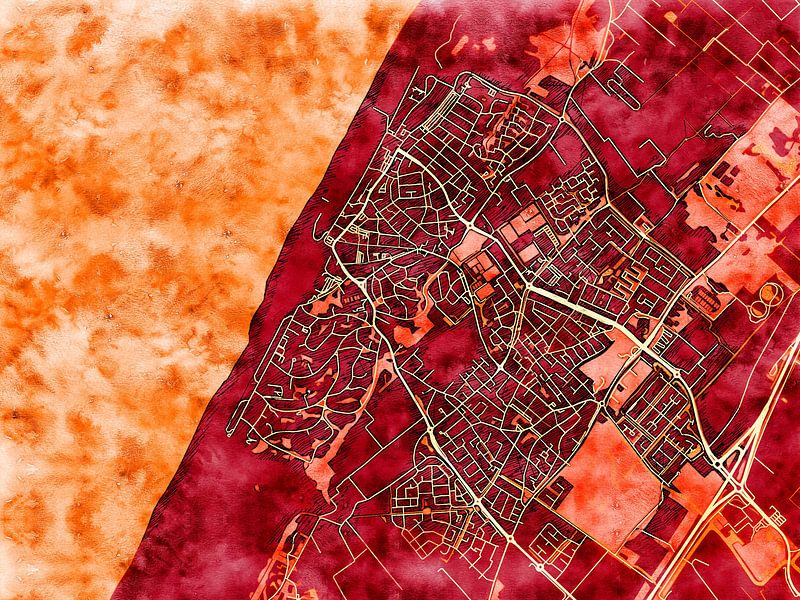 Kaart van Noordwijk in de stijl 'Amber Autumn' van Maporia