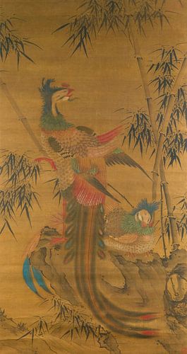 Paar Phoenixen in een landschap