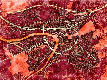 Kaart van Aschaffenburg in de stijl 'Amber Autumn' van Maporia