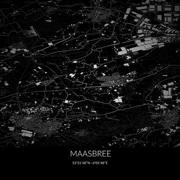 Black-and-white map of Maasbree, Limburg. by Rezona