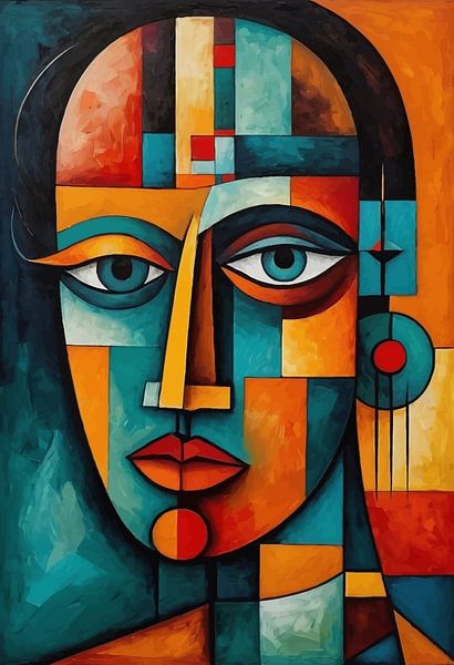 Abstract African Cubist Woman Art Portrait by MIROKKU