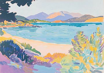 Op Matisse geïnspireerd Fauvisme Zee Tropisch Pastel Botanisch van Niklas Maximilian
