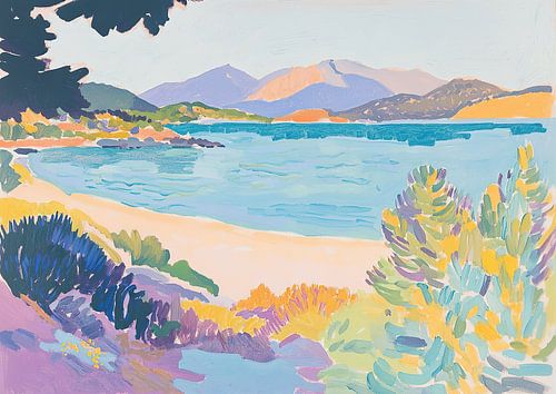 Op Matisse geïnspireerd Fauvisme Zee Tropisch Pastel Botanisch