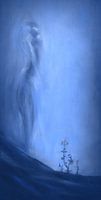 Hoop in blauw met vrouwelijk silhouet