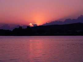 Sunset with pink glow