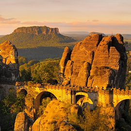 Sunrise at the Bastei Bridge, Elbe Sandstone Mountains by Markus Lange