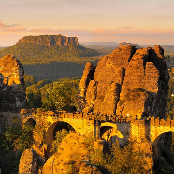 Sunrise at the Bastei Bridge, Elbe Sandstone Mountains by Markus Lange