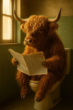 Schotse Hooglander op het Toilet van But First Framing