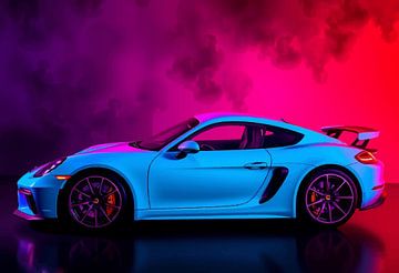 Porsche 718 Cayman GT4 White Neon by MIROKKU