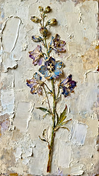 Blauwe stilte – Ridderspoor in impasto-stijl