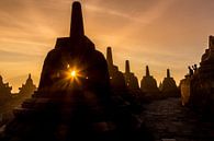 Borobudur at sunrise - sun through stupa by Chris Wiersma thumbnail