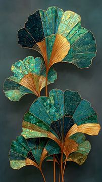 Gouden Ginkgo Breeze - Minimalistisch Neo Deco Sculptuur