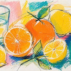 lebendiges Stillleben mit Zitrusfrüchten von Claudia Gründler