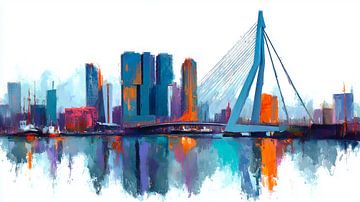 Rotterdam skyline met perfecte weerspiegeling van MArt