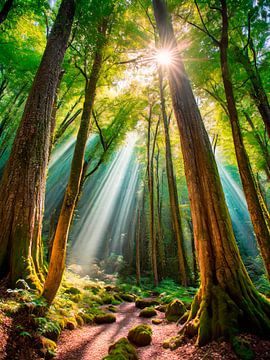 Forêt avec rayons de soleil sur Mustafa Kurnaz