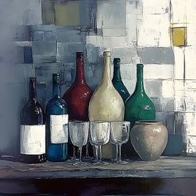Glass vessels on vase by Petra Dreiling-Schewe