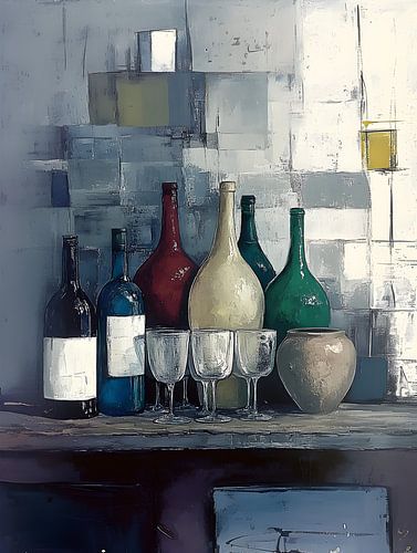 Glazen vaten op vaas