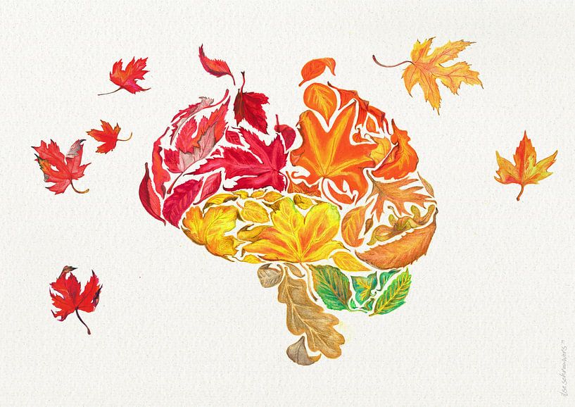 Poster with autumn leaves - Don't forget me by Ilse Schrauwers, isontwerp.nl