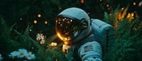 Astronaut in de bloemenzee van de nacht van Poster Art Shop thumbnail