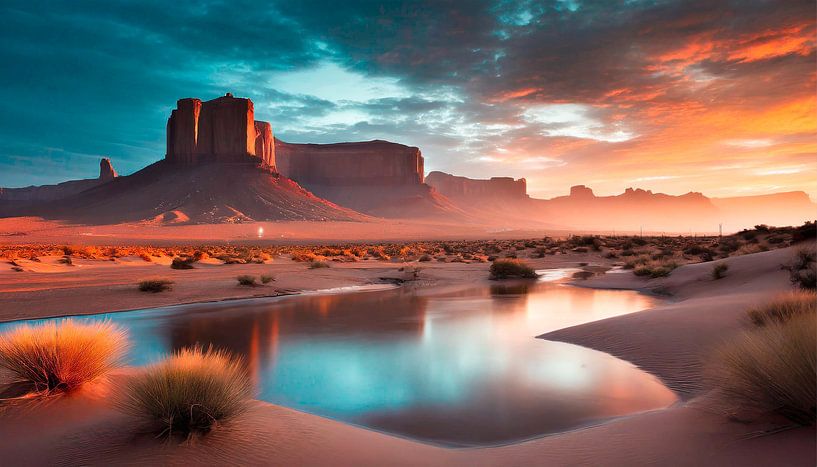 Landscape with mountains and sunset by Mustafa Kurnaz