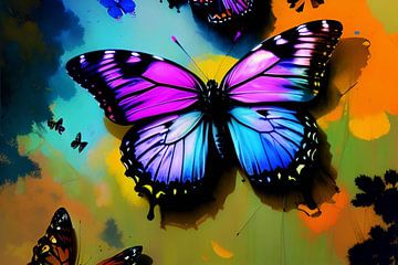 Farbenpracht in Flug: Ein Schmetterling tanzt im bunten Gewand von ButterflyPix
