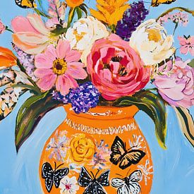 Lebendiges Blumenbild auf einer Vase von IamHome Studio