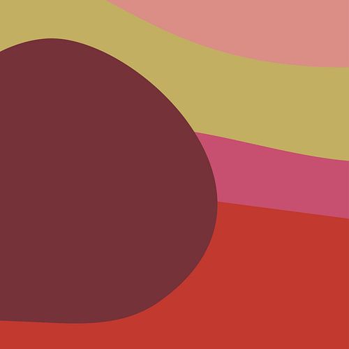 Abstracte vormen in rood, roze, groen