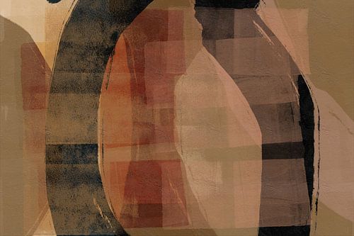 Abstracte kunst in taupe en terra.