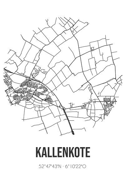 Kallenkote (Overijssel) | Landkaart | Zwart-wit van Stad & Wand