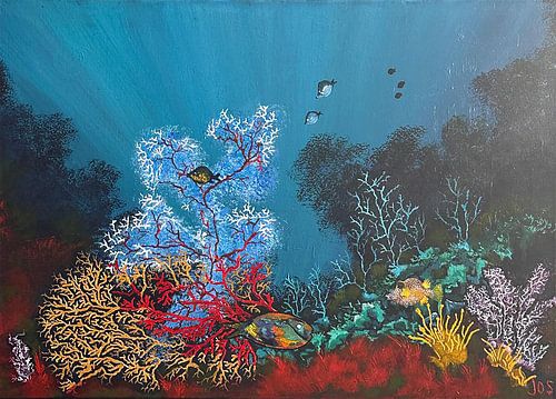 Pufferfish in the Coral Reef at Kenepa by Jos van Oorschot