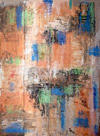 Vierkante VIII in roos, zwart, wit en blauw van elha-Art