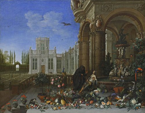 Vertumnus en Pomona op het paleis-terras, Peeter Gijsels